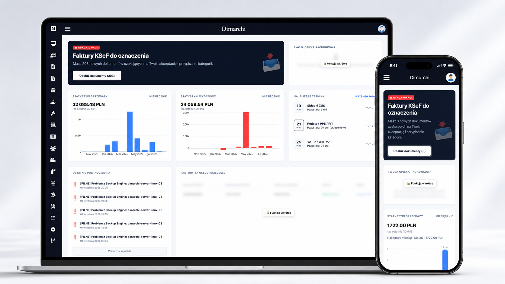 Dashboard firmy — Dimarchi Business